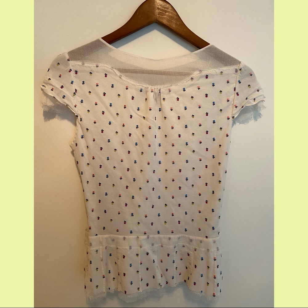 Marc by Marc Jacobs White Blouse with Red and Blue Microprint - Picture 2 of 8